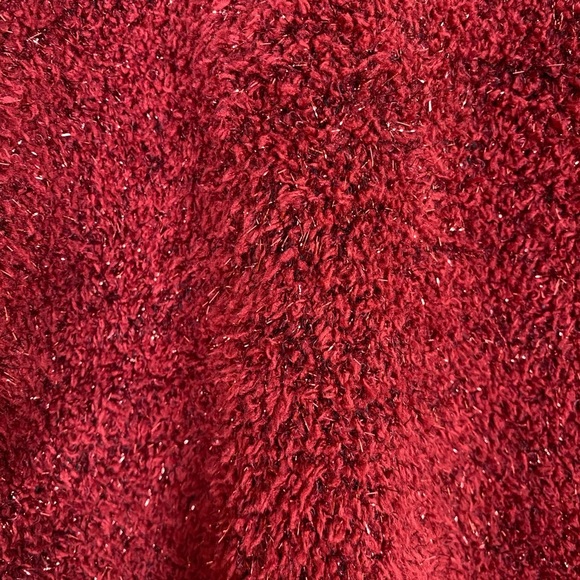 Ava & Viv Red Metallic V Neck Holiday Sweater size 3X - Picture 6 of 10